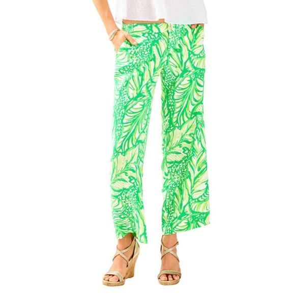 Lilly Pulitzer Lela Toucan Green Crop Pants - Picture 2 of 6